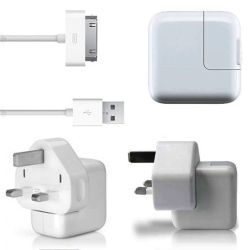 Refurbished Genuine Apple iPad USB Mains Charger With 30 Pin Data Sync Cable, A - White