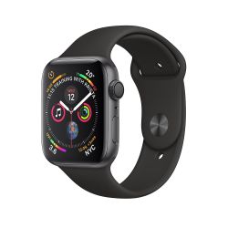 Refurbished Apple Watch Series 4 GPS, 44mm Space Grey Aluminium Case with Black Sport Band, A